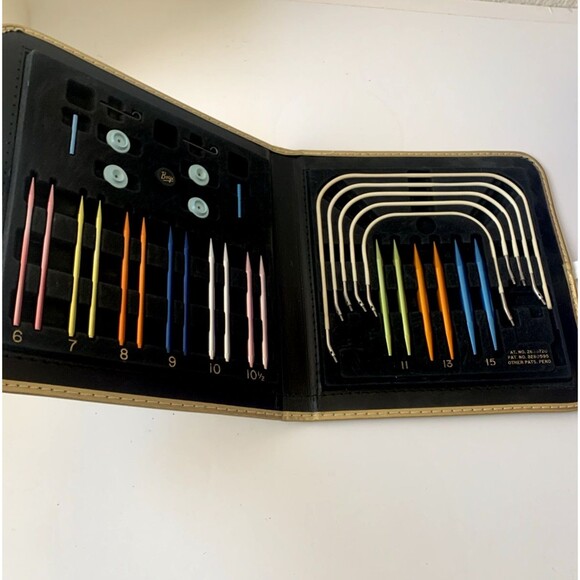 Boye Other - Vtg  Boye / Denise  Needle Master Set  Vinyl Atomic Pattern Snap Case - COMPLETE
